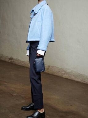 we-ar4 | Gray Wool Cocoon Bomber Cropped Aviator Jacket